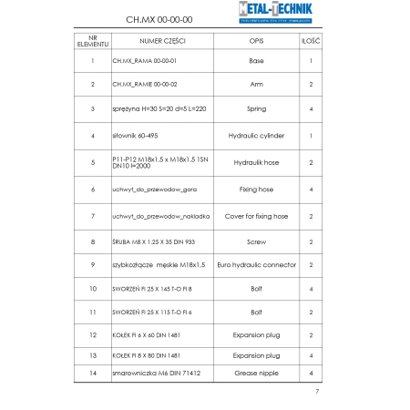 Katalog części zamiennych - Chwytak do bel MAX